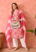 Women’s Chikankari Embroidered Gajri Kurti with Cotton 60×60 Pant and Dupatta – 3-Piece Ethnic Wear Set