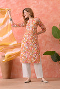 Women’s Chikankari Embroidered Yellow Kurti with Cotton 60×60 Pant and Dupatta – 3-Piece Ethnic Wear Set