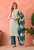 Women’s Chikankari Embroidered Rama Kurti with Cotton 60×60 Pant and Dupatta – 3-Piece Ethnic Wear Set